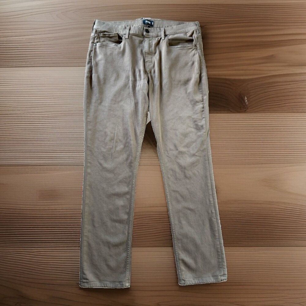 🔥Paige Mens 38x33.5 Tan Mauve Jeans Federal Straight Luxury Comfort